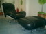 tn 1 BLACK LEATHER RELAX-CHAIR + FOOTSTOOL